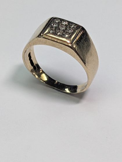 9ct Gold Square Diamond Ring Size I 1/2