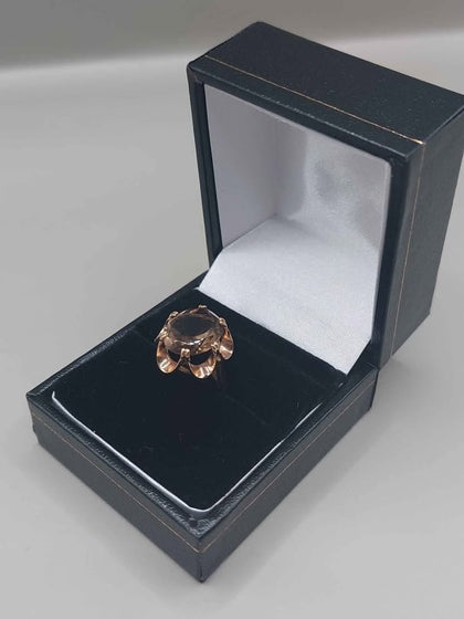 9K (375 Hallmarked & Tested), Gold Ring With Grey Stone, Weight: 3.06G, Size:K