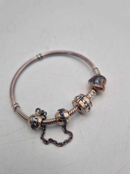 Pandora small 925 silver bracelet with two charms BOXED
