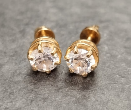 14ct Yellow Gold Clear Stone Stud Earrings