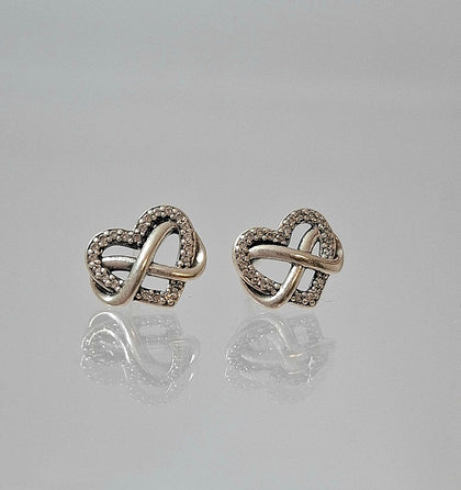Pandora Sparkling Infinity Heart Stud Earrings