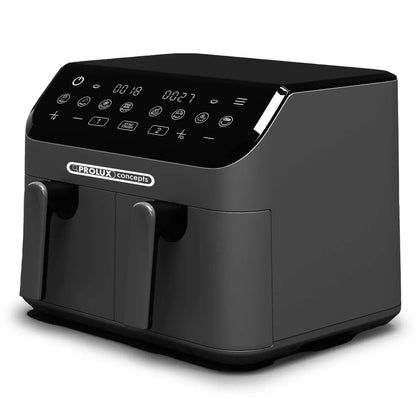 Prolux Concepts - 9L Air Fryer Family Size - Digital Display, Dual Basket, Sync Finish - Black