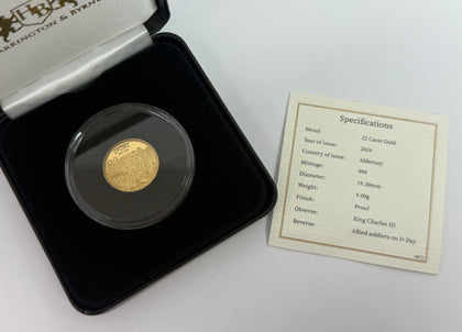 22ct 2024 King Charles III 80th Anniversary of D-Day Gold Proof Half Sovereign