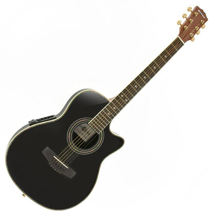 Roundback Electro Acoustic Guitar (RB-120B) by Gear4music, Black