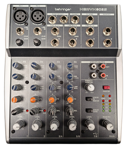 Behringer Xenyx 802s 8-Input Analog Mixer with USB Streaming Interface *** Boxed***