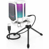 FIFINE Ampligame A6V USB Microphone with Volume Dial, Mute Button & RGB For Gaming On PC/Laptop/PS4/5, US / White / Tripod Stand (A6V)