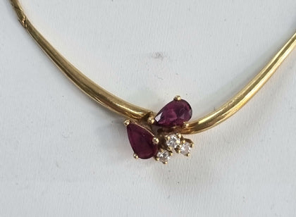 Gold Diamond and Ruby 16 Inch Necklace