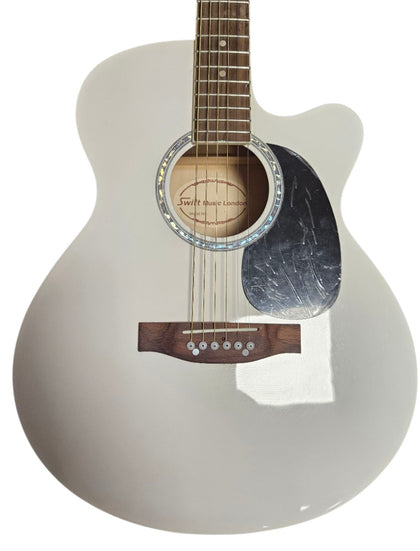 Swift Acoustic Guitar - White - with soft case