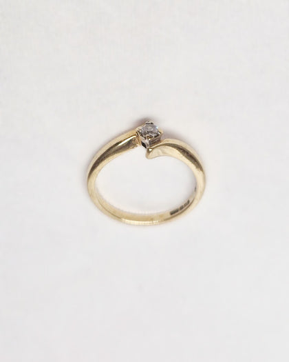 9ct Gold Diamond 0.10ct Solitaire Ring - Size M/N