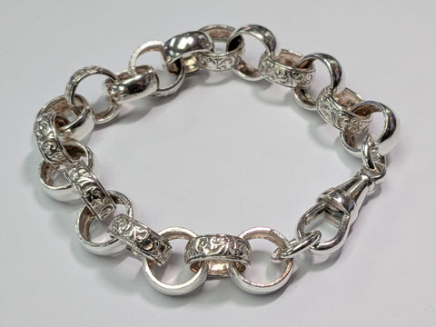Silver Patterned Belcher Bracelet