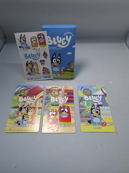DX 2024 $1 Bluey Dollarbucks Coloured Uncirculated Three Coin Set: Bluey - The Heelers - The Grannies - In Great Condtion