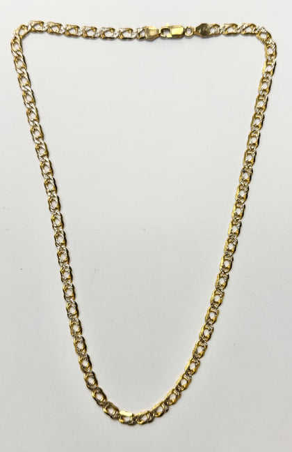 9ct yellow and white gold fancy link chain necklace 17