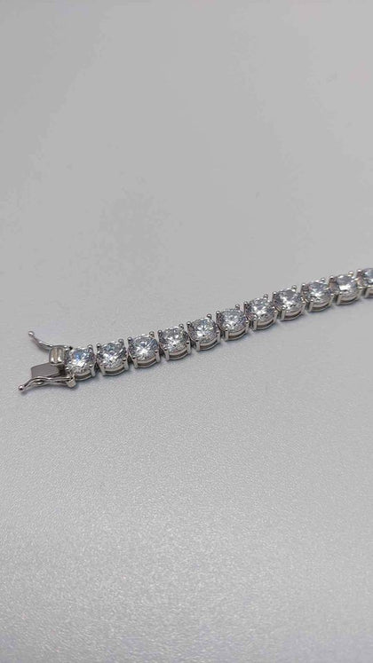 925 Sterling Silver Bracelet Surrounded By Glass Stones - 8