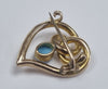 9CT GOLD WITCHES HEART BROOCH BLUE STONE LEYLAND