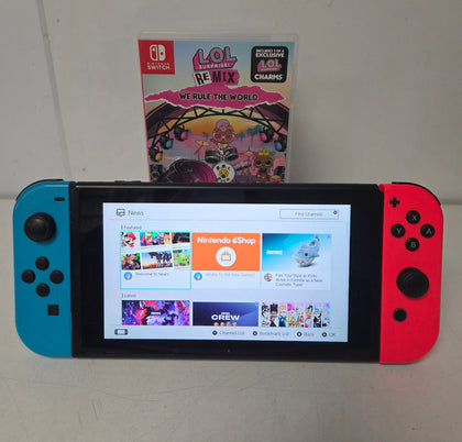 Nintendo Switch Console - Neon Red/Blue with 1 Game & 64Gb Mem Card