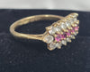 9ct Yellow Gold Cluster Ring With Pink And Clear Stones - 2.3G - Size J. Hallmarked
