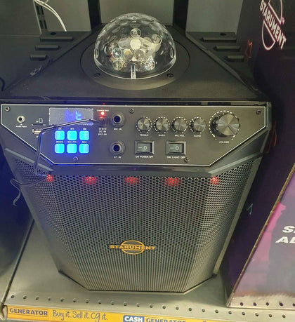 Starument Portable Karaoke Machine For Adults & Kids Complete Karaoke System Includes Bluetooth Speakers On Wheels, 2 Bluetooth Microphones, Disco