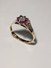 9ct Gold Diamond & Red Stone Ring Size O 1/2