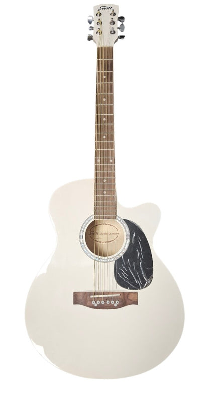 Swift Acoustic Guitar - White - with soft case