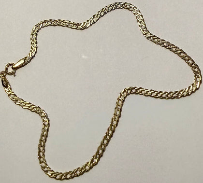 9ct Gold Double Curb Link Anklet/ Ankle 9.5” Chain