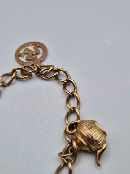 9ct Yellow Gold Charm Bracelet With Heart Clasp - 8
