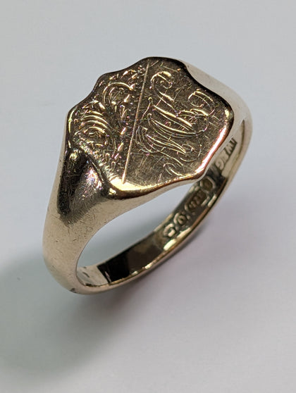 9CT GOLD SHIELD RING