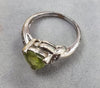 9ct White Gold Peridot & Diamond Ring Size N