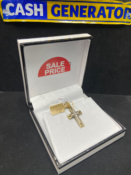 14ct Gold C/Z Cross Pendant 5.35g