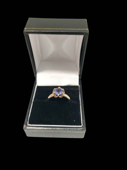 9ct Rose Gold Ring With Purple Stone - Size N - 3.20 Grams