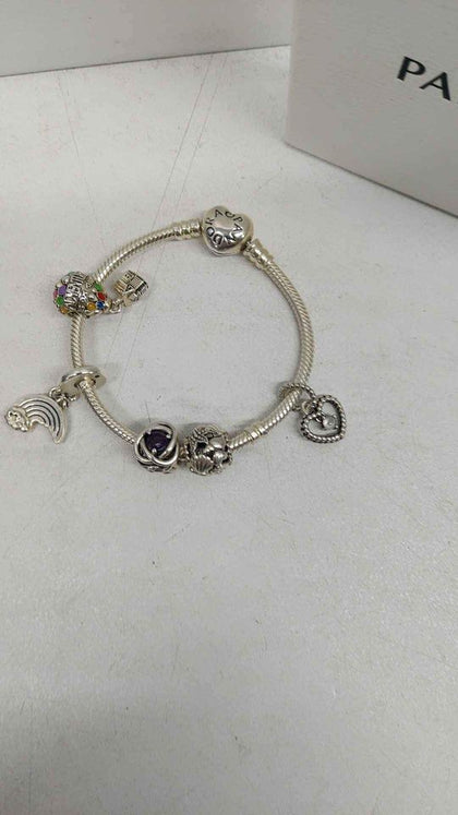 Pandora ALE 925 Sterling Silver Charm Bracelet With 5x Charms - 7