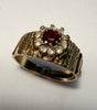 9ct Gold Red Stone Ring - Size N 1/2