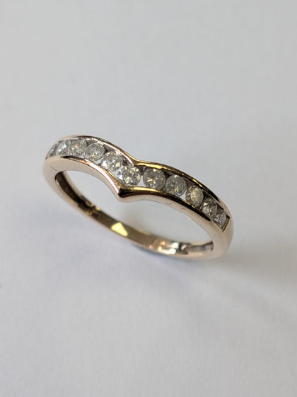 9ct Gold Diamond Wishbone Ring Size Q 1/2