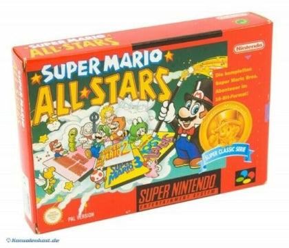 Super Mario All Stars Classics Red Box Version - Super Nintendo ** Rare Variant **