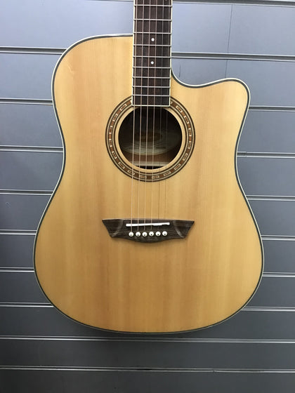 Washburn Natural Gloss Electro-Acoustic 6 String Guitar - MODEL: WD7SCE-A