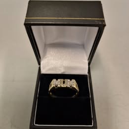 Gold MUM Ring 375 9ct 3.3G Size T
