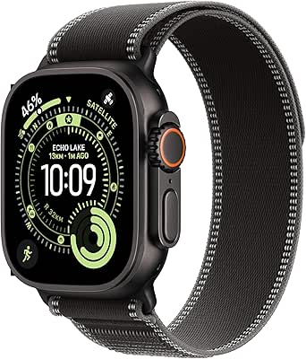 Apple Watch Ultra 3 GPS + Cellular 49mm Black Titanium Case with Black/Charcoal Trail Loop
