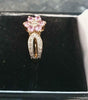 9ct Yellow Gold with Pink and Clear stones - Size I