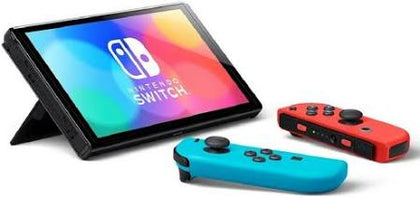 Nintendo Switch OLED Neon Red/Blue Console & 2 Unboxed Games