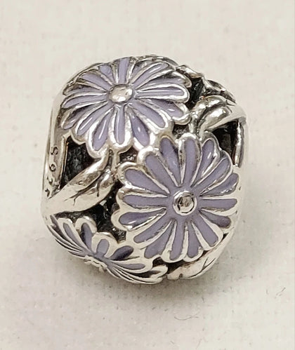 Genuine Pandora Purple Daisy Meadow Flower Openwork Charm S925 ALE - Retired
