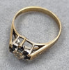 9ct Gold Ring Diamond and Dark Blue Stones Size K