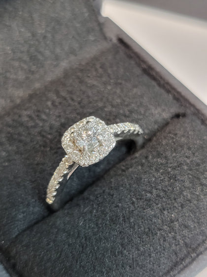 Tolkowsky Platinum Ring with 0.16ct Diamond - Size I - 3.85g