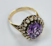 Antique 9ct Amethyst & Pearl Seed  Cluster Ring Size "O"