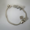 Pandora 8" Bracelet with 5 Charms, 25.71Grams, 925 ALE Hallmarked