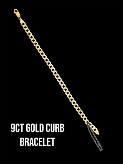 9ct yellow gold curb bracelet 8.5