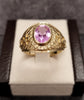 9ct Yellow Gold College Style Ring Bezel set with Purple Stone Size U