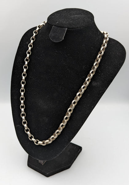 SILVER 925 HALLMARKED, BELCHER THICK CHAIN WITH LOBSTER LOCK, 24