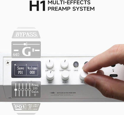 HUSH-I PRO Travel Guitar | Acoustic Electric, Effects, Silent Practice - Donner WHITE