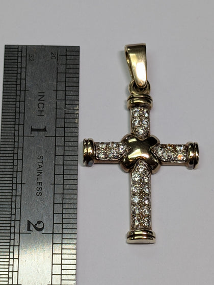9ct Gold CZ Stoned Cross Pendant