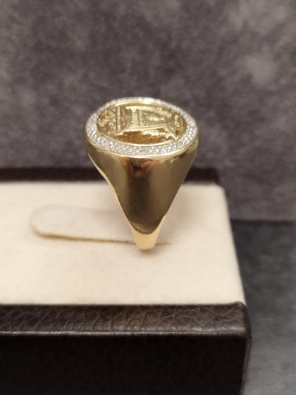 9ct Yellow Gold Replica LIVERPOOL FC SHEILD Ring  - Size W