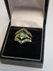 9ct Yellow Gold 3 Ring Set with Green & Clear Stones - Size range N-O - 5.47g total